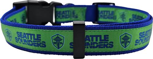 Show full view: Pets First MLS Team Satin Nylon Dog Collar, Large: 28-in neck, 1-in wide, Seattle Sounders FC slide 3 of 6