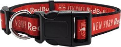 Pets First MLS Team Satin Nylon Dog Collar, Medium: 18-in neck, 1-in wide, New York Red Bulls