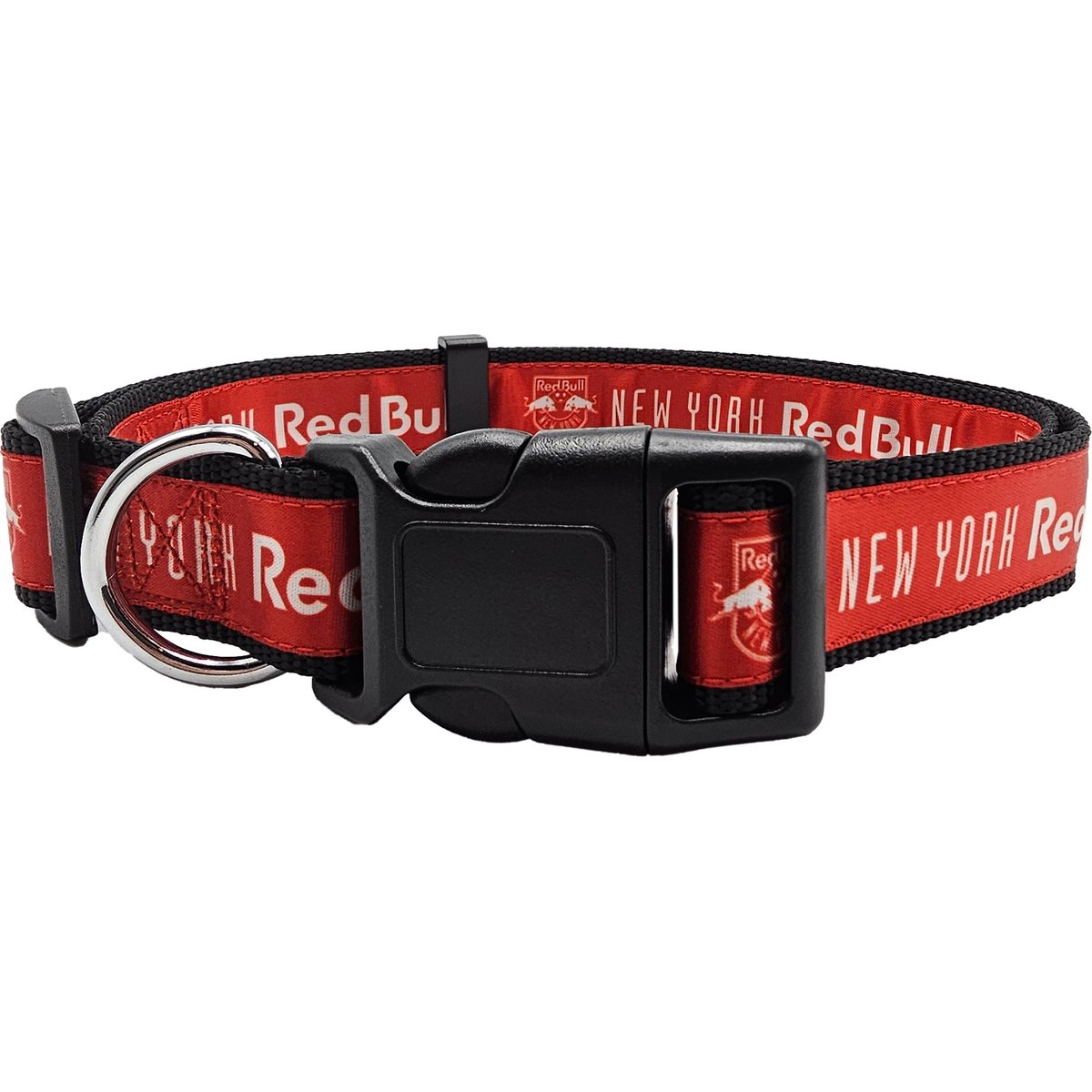 Pets First MLS Team Satin Nylon Dog Collar, Small: 12-in neck, 1-in wide, New York Red Bulls