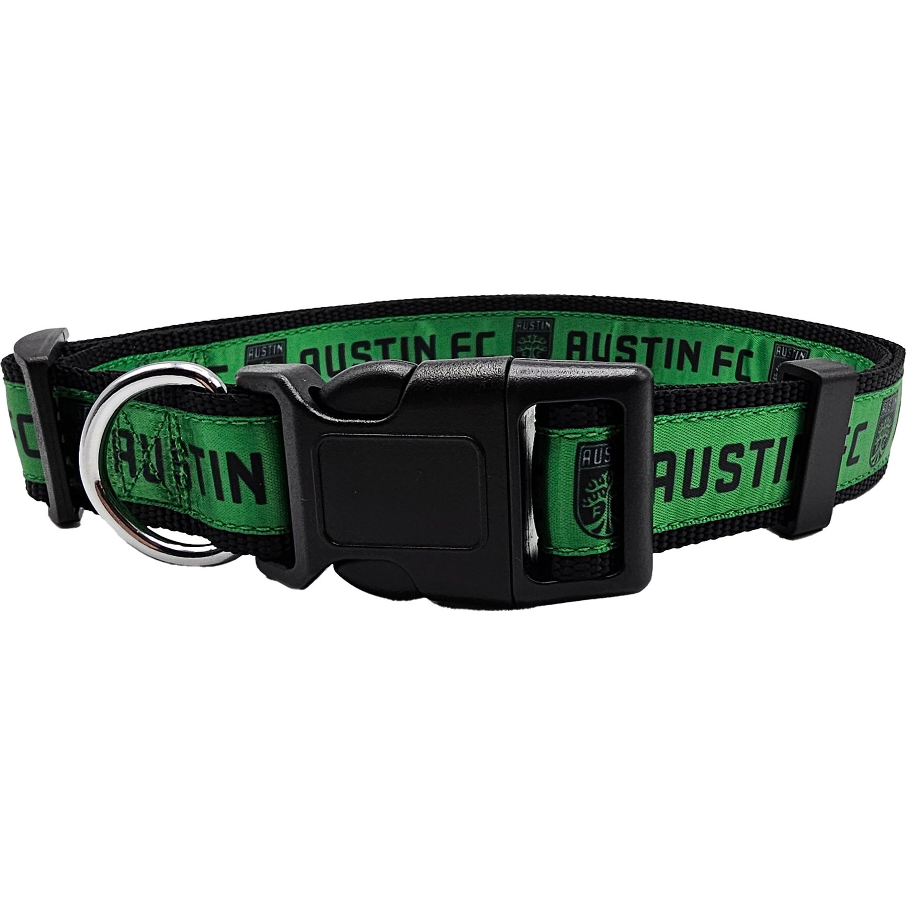 Pets First MLS Team Satin Nylon Dog Collar, Large: 28-in neck, 1-in wide, Austin FC
