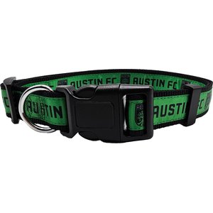 Pets First MLS Team Satin Nylon Dog Collar, Medium: 18-in neck, 1-in wide, Austin FC