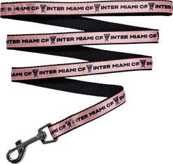 Pets First MLS Team Satin Nylon Dog Leash, Medium: 4-ft long, 5/8-in wide, Inter Miami CF slide 1 of 4