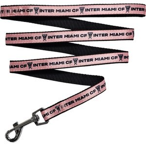 Pets First MLS Team Satin Nylon Dog Leash, Medium: 4-ft long, 5/8-in wide, Inter Miami CF