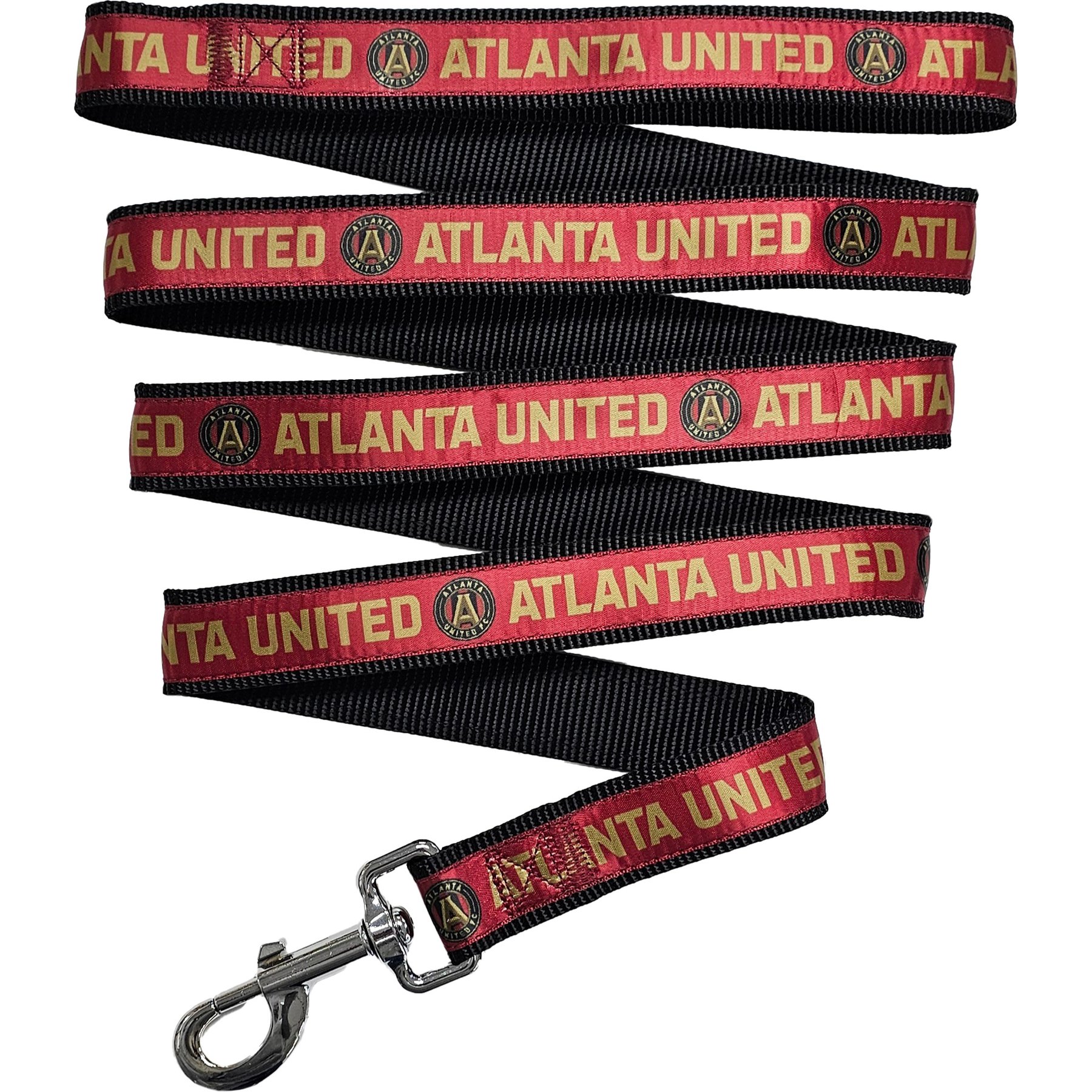 Pets First MLS Team Satin Nylon Dog Leash, Medium: 4-ft long, 5/8-in wide, Atlanta United