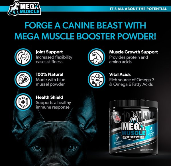 PetBeing Mega Muscle Bone Support Powder Dog Food Topper, 3.2-oz