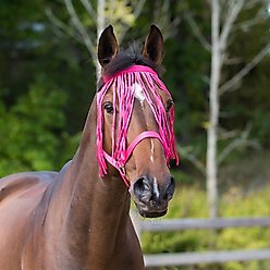 Horze Nylon Horse Fly Veil, Raspberry Pink, Horse slide 2 of 3