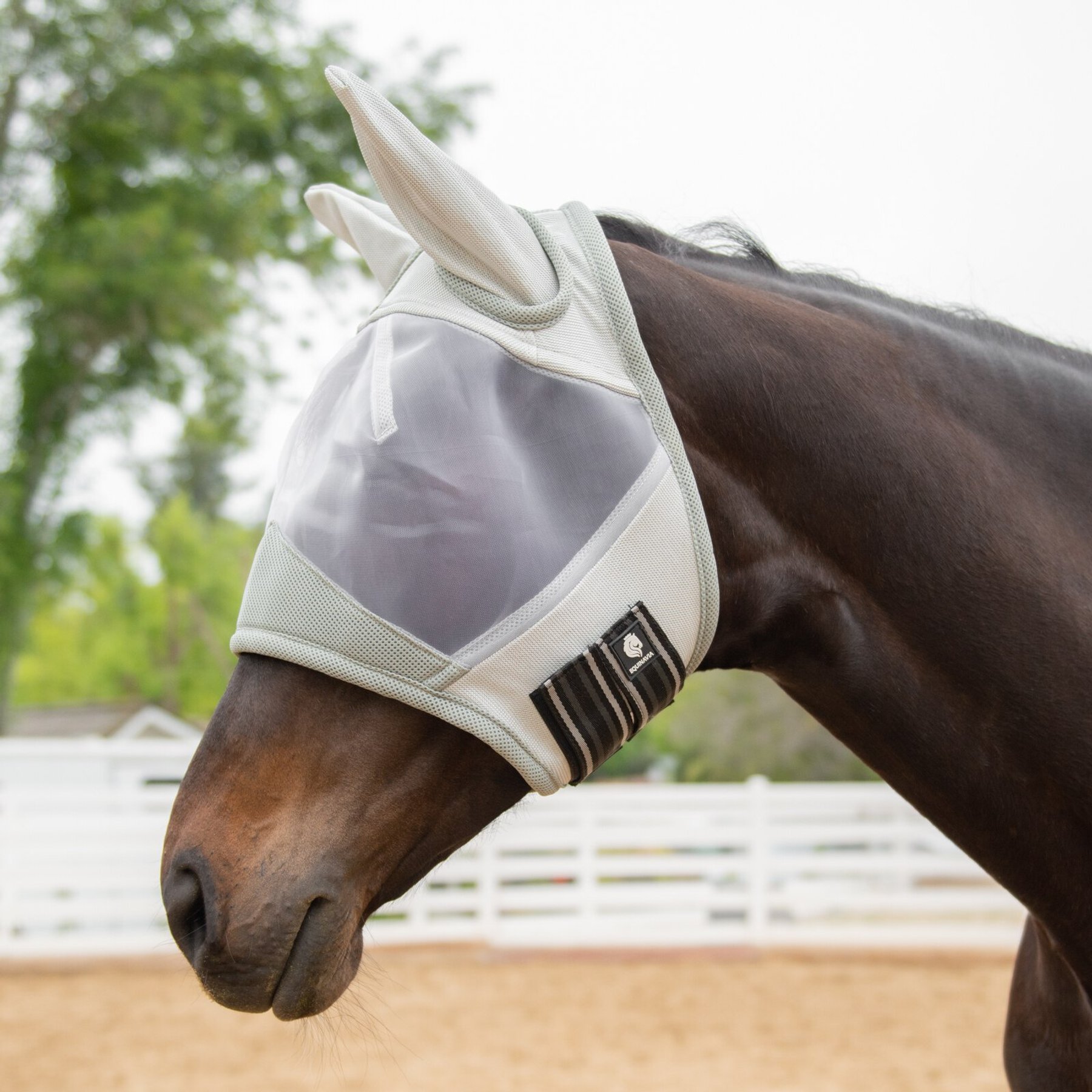 Equinavia Algard Soft Mesh Horse Fly Mask, Silver, Horse