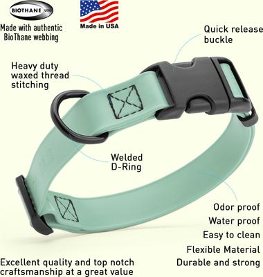 Show full view: Dogline Biothane QR Buckle Waterproof Standard Dog Collar, Sage Green, Large: 15 to 23-in neck, 1-in wide slide 2 of 9