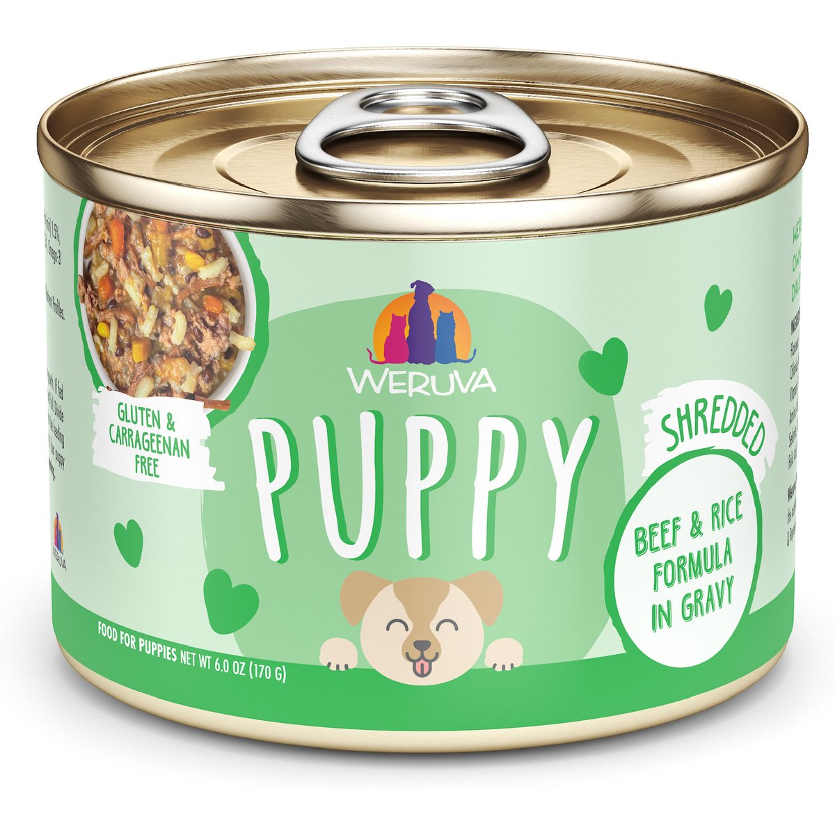 Weruva Puppy Beef & Rice Formula in Gravy Wet Dog Food, 6-oz can, case of 8