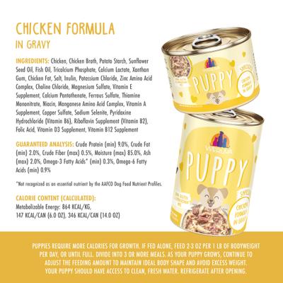 Show full view: Weruva Puppy Chicken Formula in Gravy Wet Dog Food, 6-oz can, case of 8 slide 5 of 11