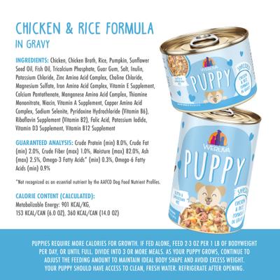 Show full view: Weruva Puppy Chicken & Rice Formula in Gravy Wet Dog Food, 6-oz can, case of 8 slide 5 of 11