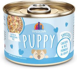 Weruva Puppy Chicken & Rice Formula in Gravy Wet Dog Food, 6-oz can, case of 8