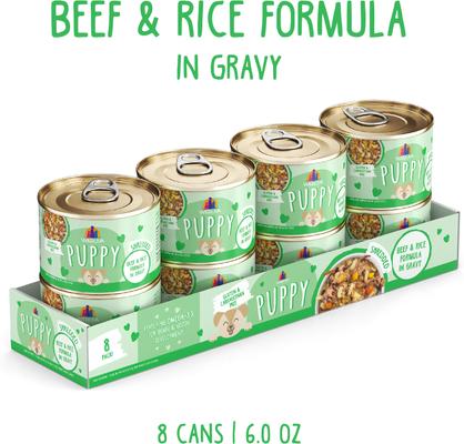 Show full view: Weruva Puppy Beef & Rice Formula in Gravy Wet Dog Food, 6-oz can, case of 8 slide 3 of 11