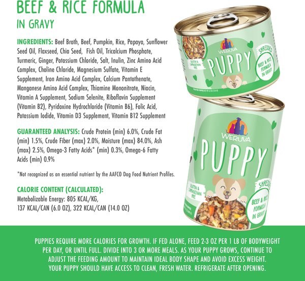 Weruva Puppy Beef & Rice Formula in Gravy Wet Dog Food