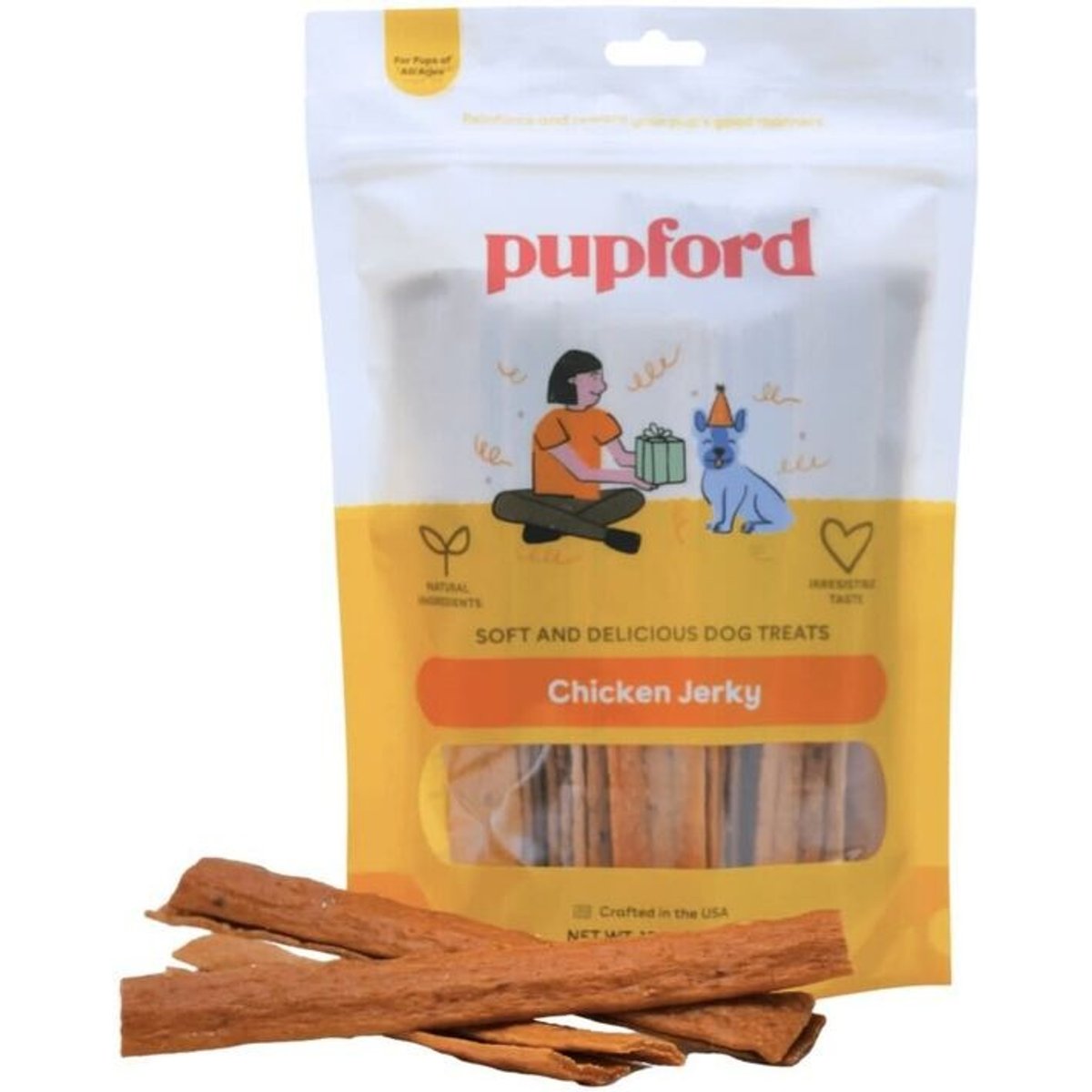 Pupford Chicken High-Protein Jerky Dog Treats, 8-oz bag