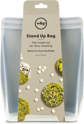 Show full view: W&P Reusable Silicone Stand Up Dog Food Storage Bag, 50-oz, Sage slide 6 of 7