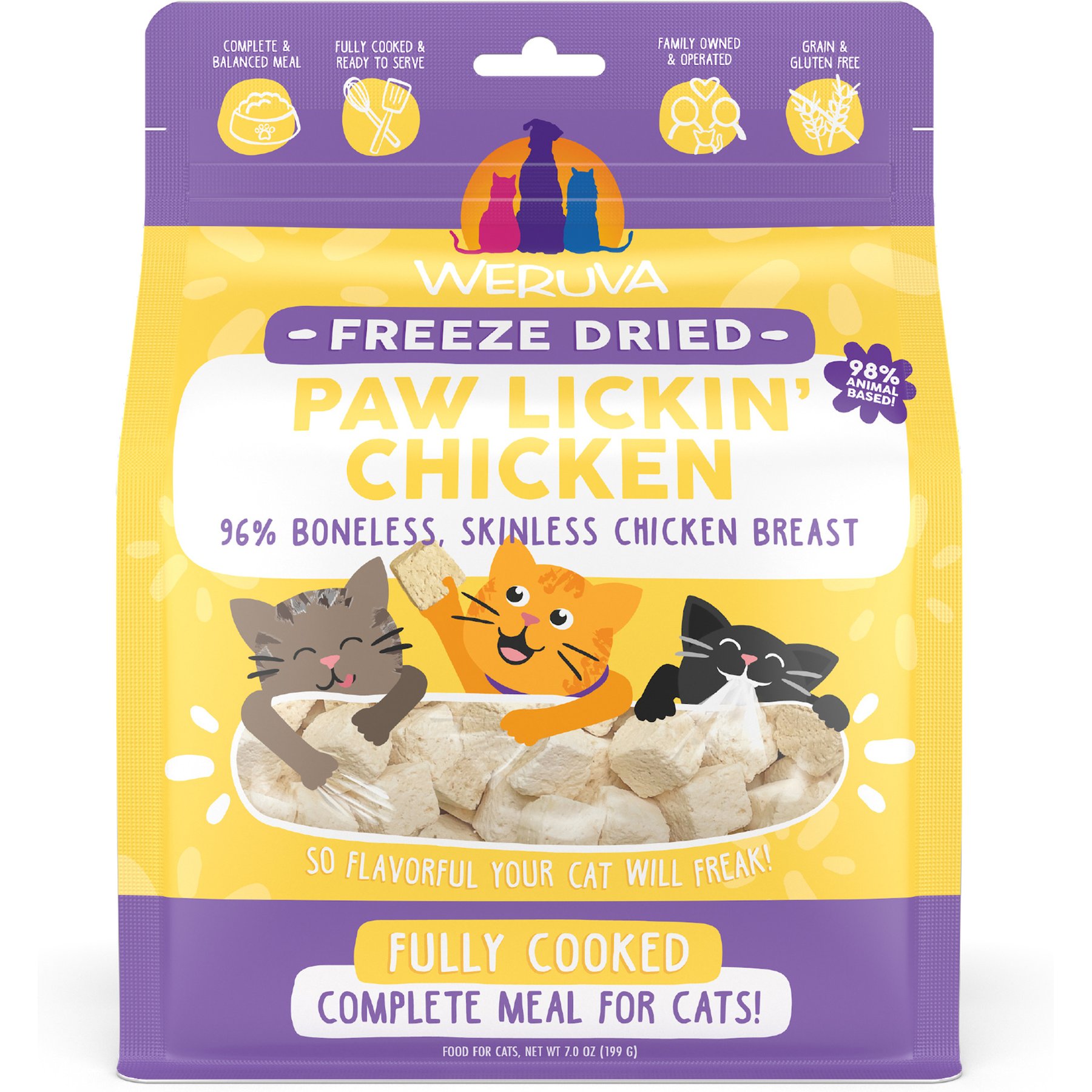Weruva Paw Lickin' Chicken Grain-Free Freeze-Dried Cat Food, 7-oz bag