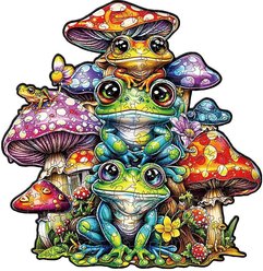 Nestologi Frog & Mushroom Wooden Jigsaw Puzzle, 150 Pieces, 11.7 x 16.5-in slide 1 of 9