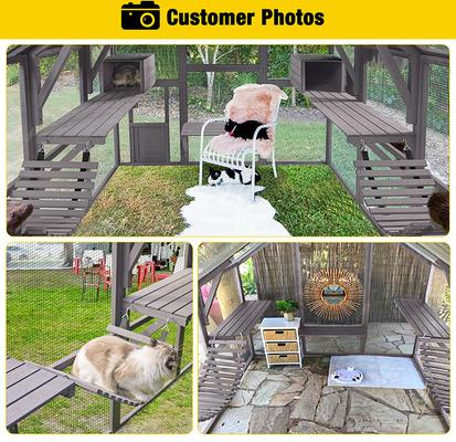 Show full view: Aivituvin AIR52 Outdoor Wooden Cat House, Gray, Large slide 6 of 12