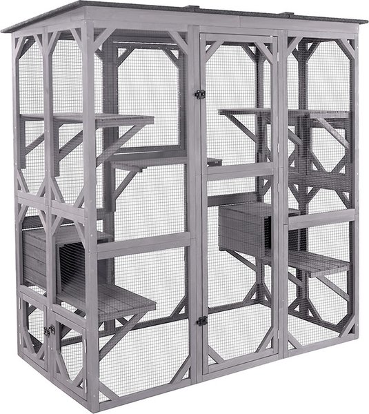 Aivituvin AIR37 Walk-In Outdoor Cat House, Gray