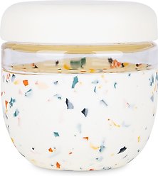 W&P Seal Tight Glass Bowl Dog Food Storage, 24-oz, Terrazzo Cream