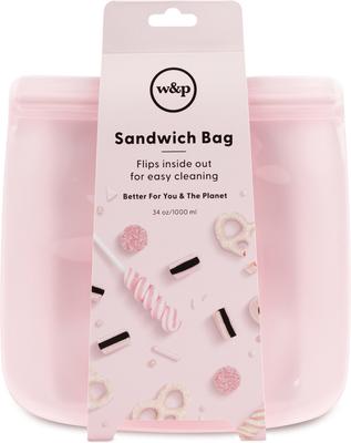 Show full view: W&P Reusable Silicone Sandwich Bag Dog Food Storage, 34-oz, Blush slide 4 of 5