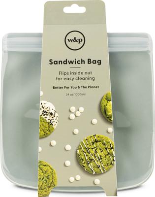 Show full view: W&P Reusable Silicone Sandwich Bag Dog Food Storage, 34-oz, Sage slide 4 of 6