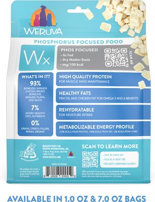 Show full view: Weruva Wx Phos Focused Chicken Breast & Tilapia Formula Grain-Free Freeze-Dried Cat Food, 7-oz bag slide 3 of 11