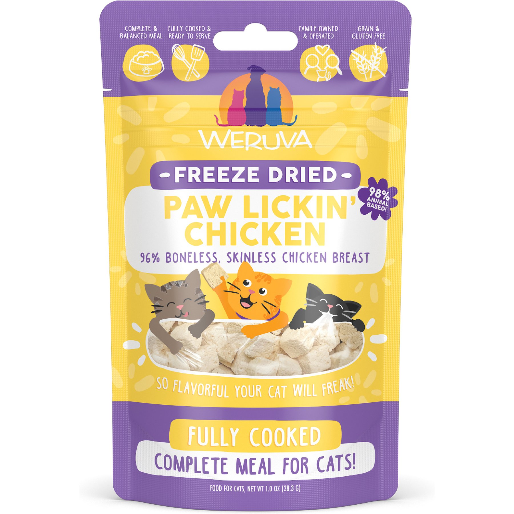 Weruva Paw Lickin' Chicken Grain-Free Freeze-Dried Cat Food, 1-oz bag