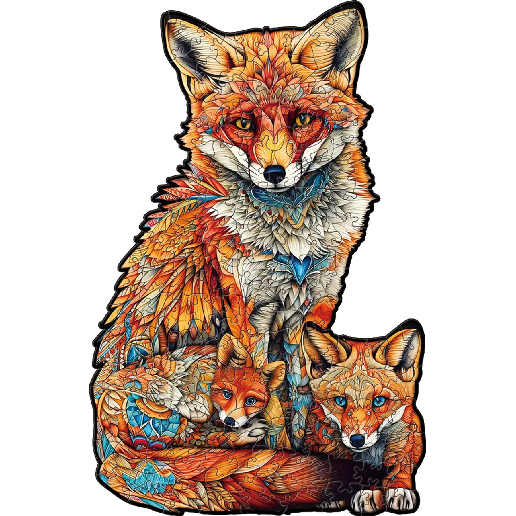 Nestologi Fox with Pup Wooden Jigsaw Puzzle, 150 Pieces, 11.7 x 16.5-in