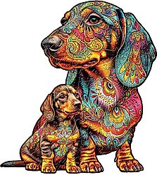 Nestologi Dachshund Weiner Dog Wooden Jigsaw Puzzle, 150 Pieces, 11.7 x 16.5-in