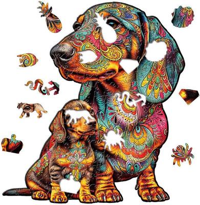 Show full view: Nestologi Dachshund Weiner Dog Wooden Jigsaw Puzzle, 150 Pieces, 11.7 x 16.5-in slide 2 of 9