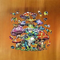 Nestologi Frog & Mushroom Wooden Jigsaw Puzzle, 150 Pieces, 11.7 x 16.5-in slide 2 of 9