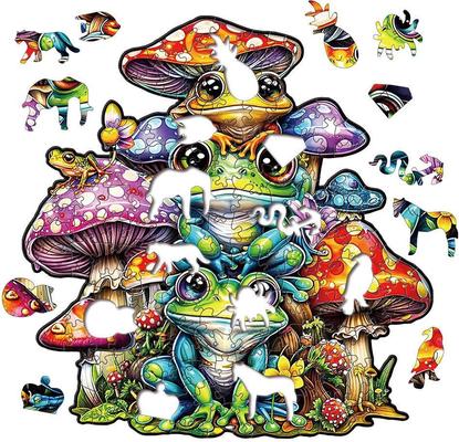 Show full view: Nestologi Frog & Mushroom Wooden Jigsaw Puzzle, 150 Pieces, 11.7 x 16.5-in slide 2 of 9