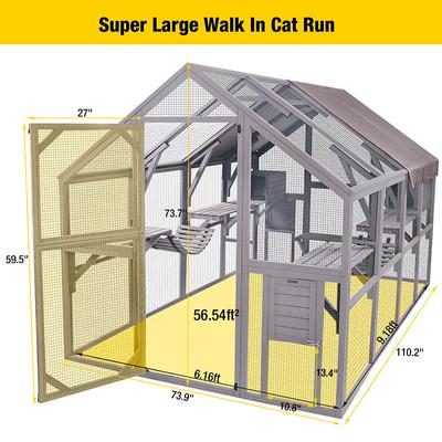 Show full view: Aivituvin AIR52 Outdoor Wooden Cat House, Gray, Large slide 7 of 12