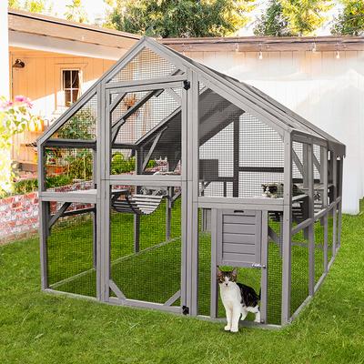 Show full view: Aivituvin AIR52 Outdoor Wooden Cat House, Gray, Large slide 5 of 12