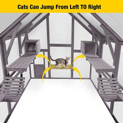 Show full view: Aivituvin AIR52 Outdoor Wooden Cat House, Gray, Large slide 3 of 12
