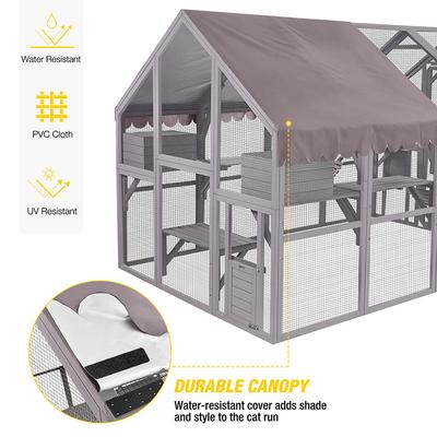 Show full view: Aivituvin AIR52 Outdoor Wooden Cat House, Gray, Large slide 4 of 12