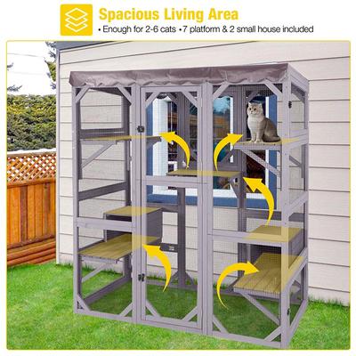 Show full view: Aivituvin AIR37 Walk-In Outdoor Cat House, Gray, Medium slide 6 of 12
