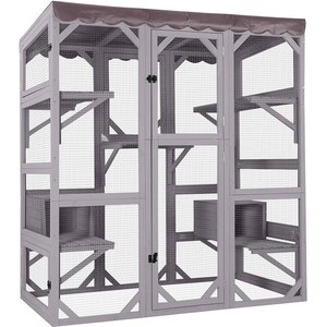 Out of Stock - AIVITUVIN AIR52 Outdoor Wooden Cat House, Gray