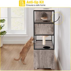 Aivituvin AIR102 Wooden 3-Story Cat Condo with Litter Box, Light Gray slide 2 of 7