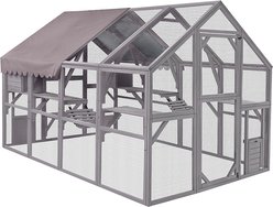 Aivituvin AIR52 Outdoor Wooden Cat House, Gray, Large