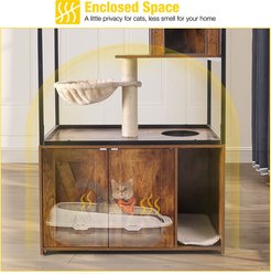 Aivituvin AIR102 Wooden 3-Story Cat Condo with Litter Box, Brown slide 2 of 9