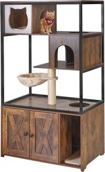 Aivituvin AIR102 Wooden 3-Story Cat Condo with Litter Box, Brown
