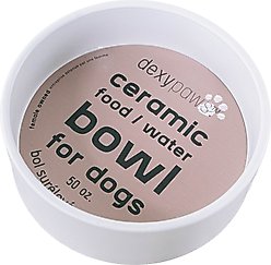 Dexypaws Ceramic Dog Bowl, White, 4-cup
