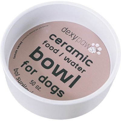 Dexypaws Dexypaws Ceramic Dog Bowl, White, 4-cup