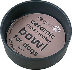 Dexypaws Ceramic Dog Bowl, Black, 4-cup