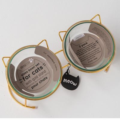 Show full view: Dexypaws 2 Piece Elevated Glass Cat Bowl Set, 1.5-cup, 2 count slide 3 of 5