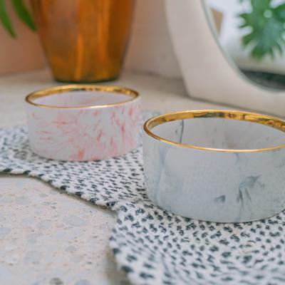 Show full view: Dexypaws Marble Dog Bowl, Gray & Gold, 2-cup slide 7 of 7