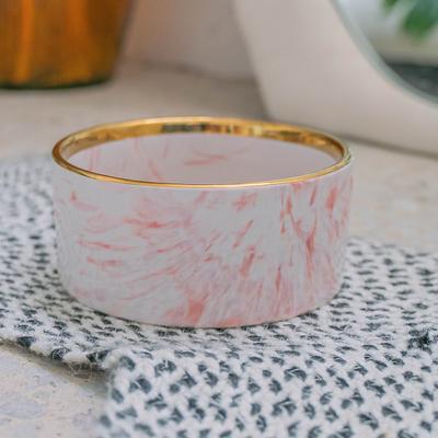 Show full view: Dexypaws Marble Dog Bowl, Blush Pink & Gold, 2-cup slide 5 of 6